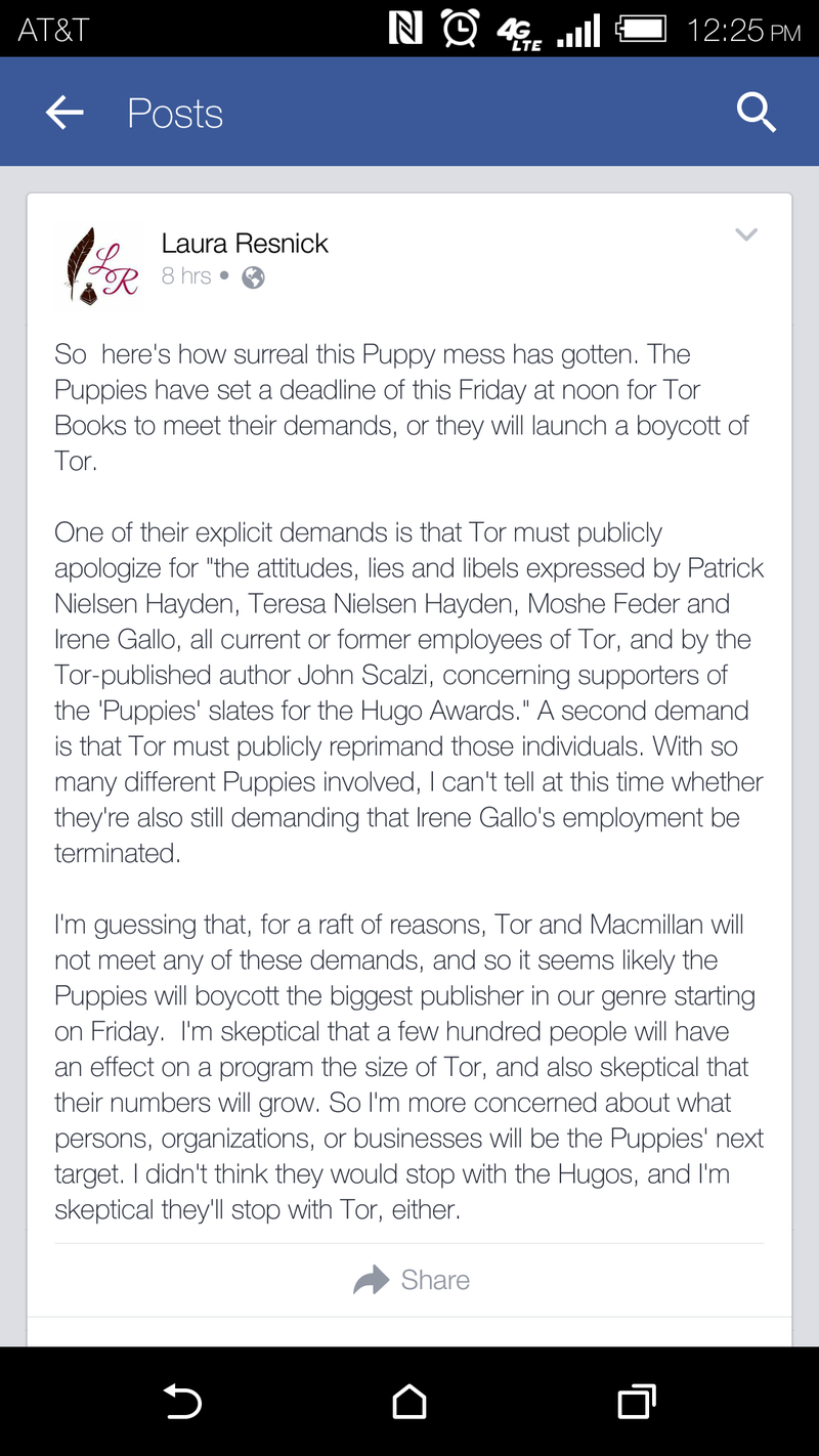 Illustration for article titled Puppies to boycott Tor books?